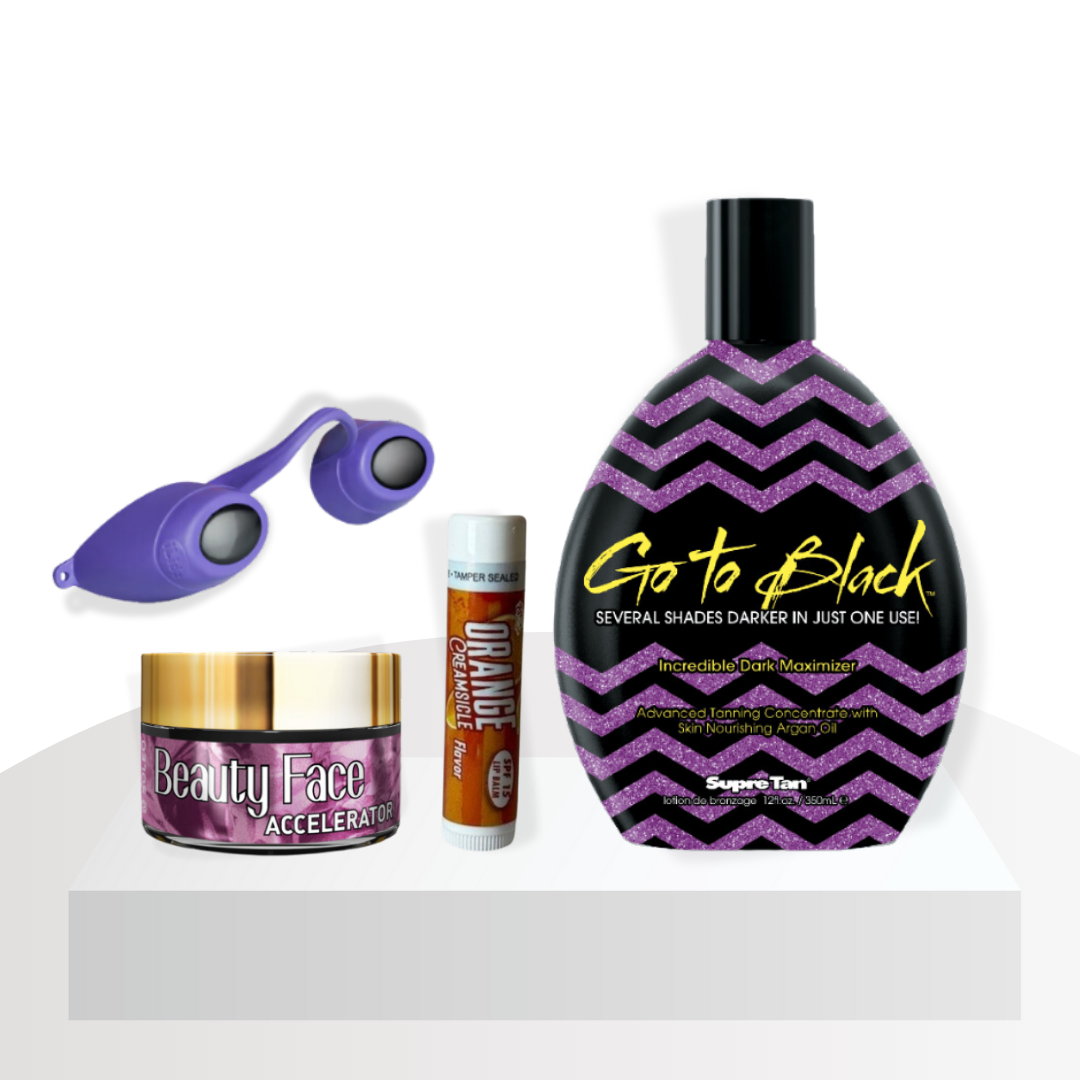Go To Black Tanning Kit - Go To Black Dark Maximizer, Goggles, Lip Balm & Face Pot Bundle