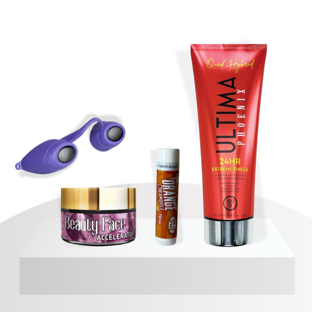 Ultima Tingle Tanning Kit - Ultima Quad Hybrid Phoenix 24Hr Extreme Tingle Bottle, Lip Goggles, Lip Balm & Face Pot Bundle