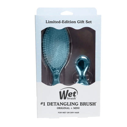 Wet Brush Festive Finish Original Detangler & Mini Detangler Gift Set - Blue