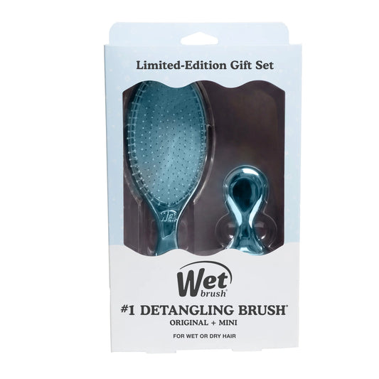 Wet Brush Festive Finish Original Detangler & Mini Detangler Gift Set - Blue