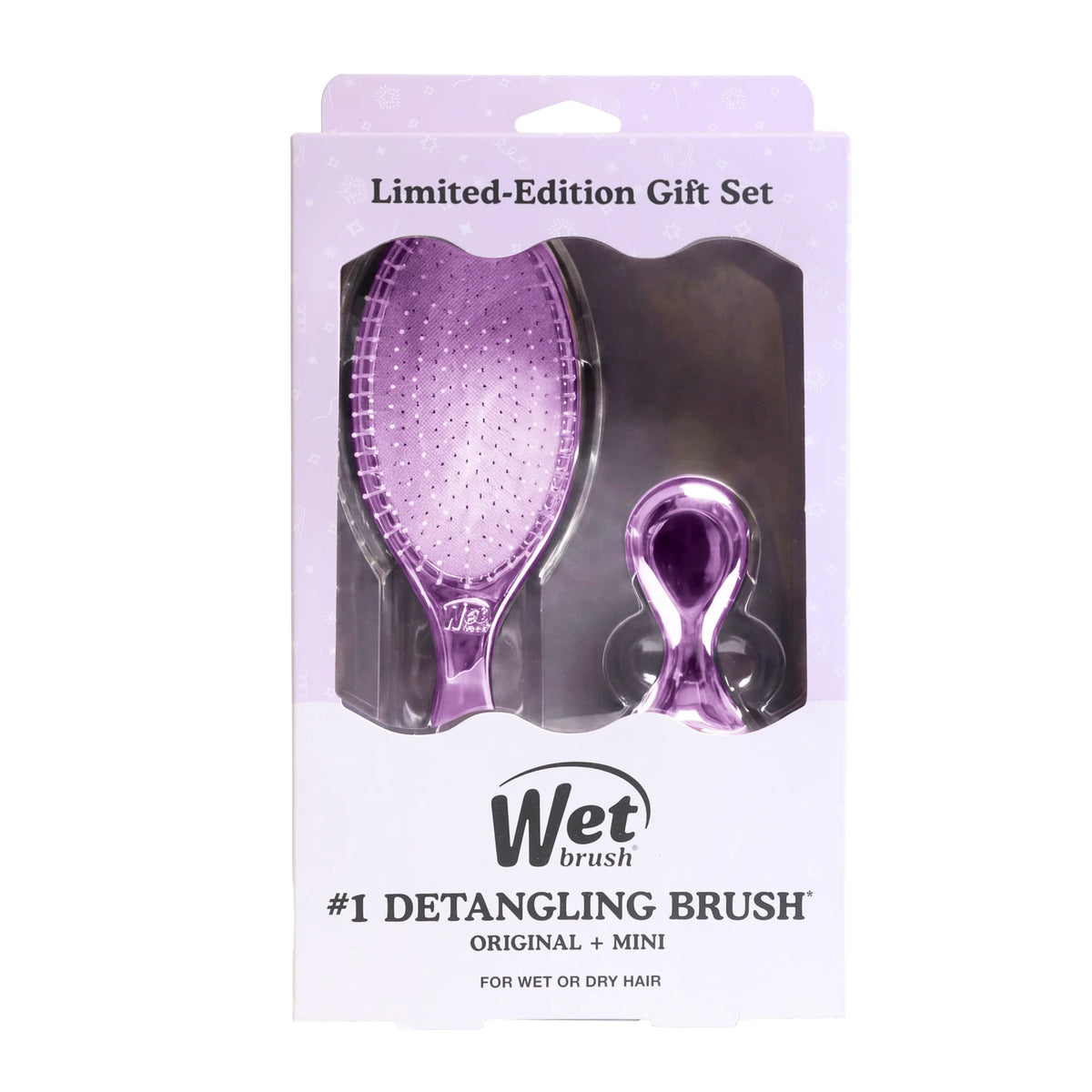 Wet Brush Festive Finish Original Detangler & Mini Detangler Gift Set - Purple