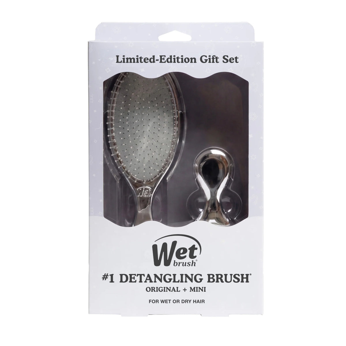 Wet Brush Festive Finish Original Detangler & Mini Detangler Gift Set - Silver