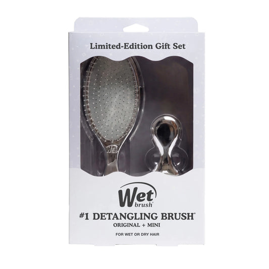 Wet Brush Festive Finish Original Detangler & Mini Detangler Gift Set - Silver